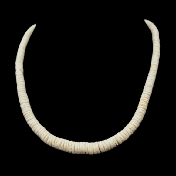 WHITE MEDIUM AND SMALL PUKA SHELLS NECKLACE WITH SCREW CLOSURE - Picture 1 of 4